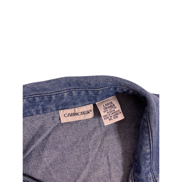 Cabin Creek Denim Safari Shirt Women’s Large Embroidered Animals - Picture 2 of 6